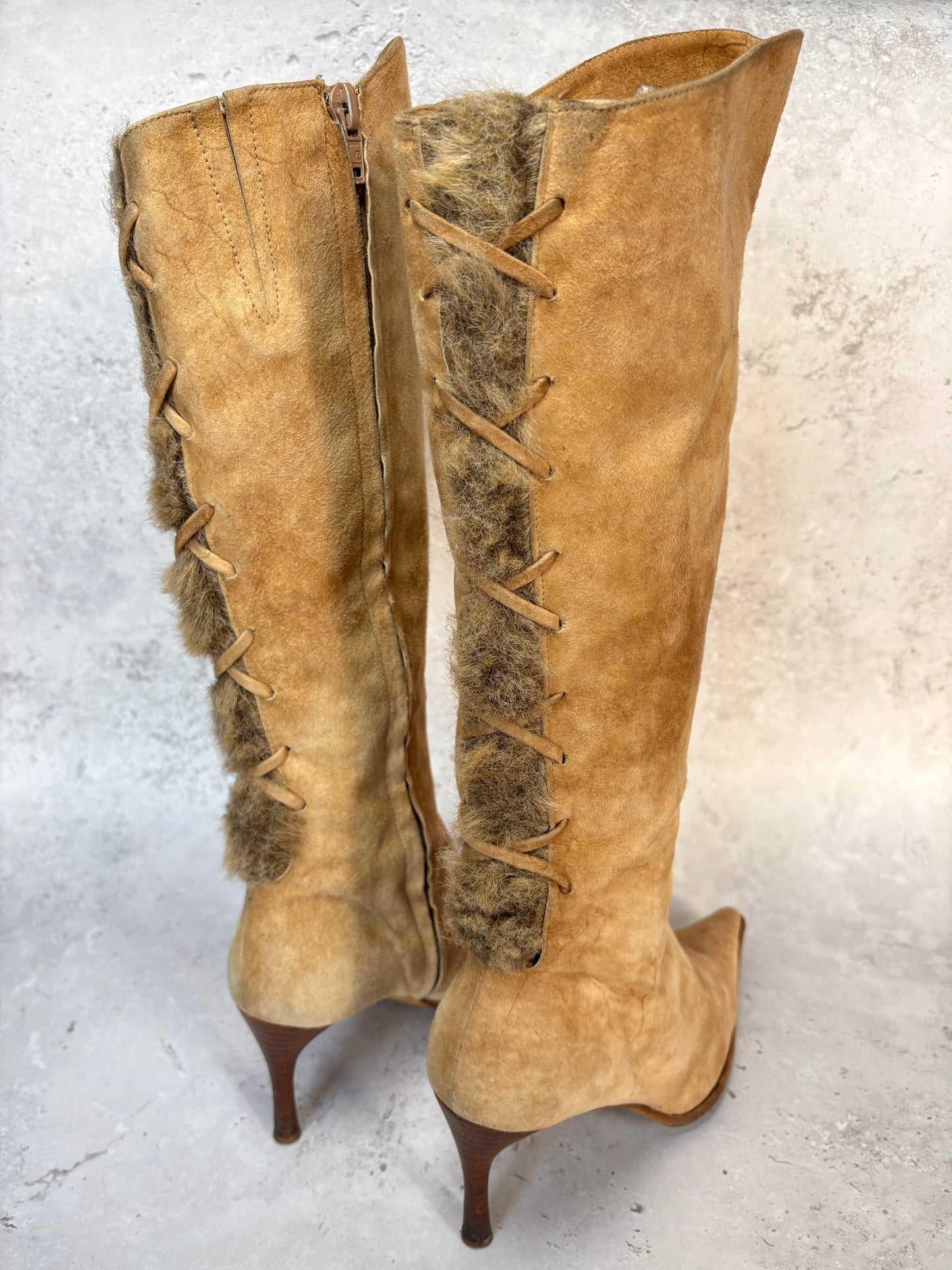 Italian Vintage Suede and Fur Boots