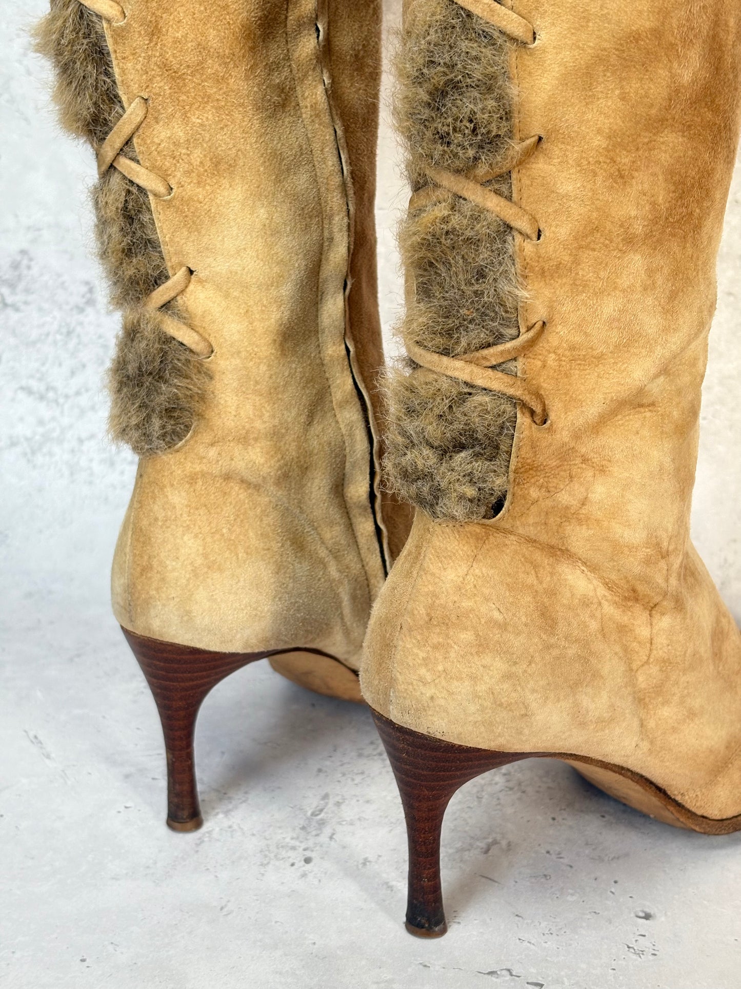 Italian Vintage Suede and Fur Boots