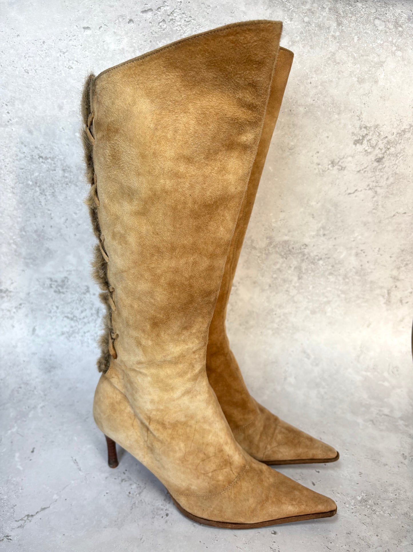Italian Vintage Suede and Fur Boots