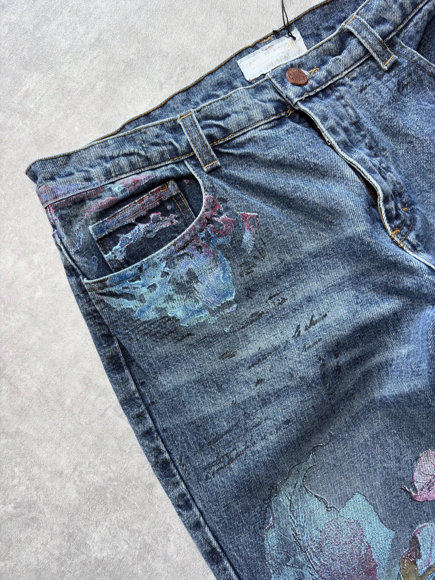 Cavalli Script Floral Jeans