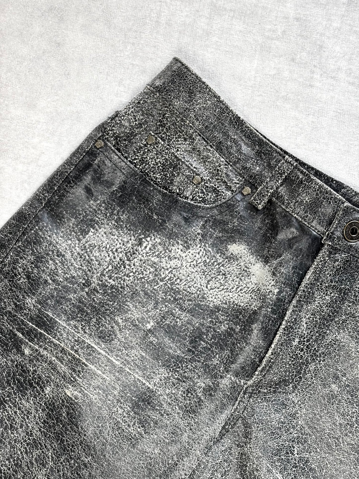 Versace Distressed Leather Trousers