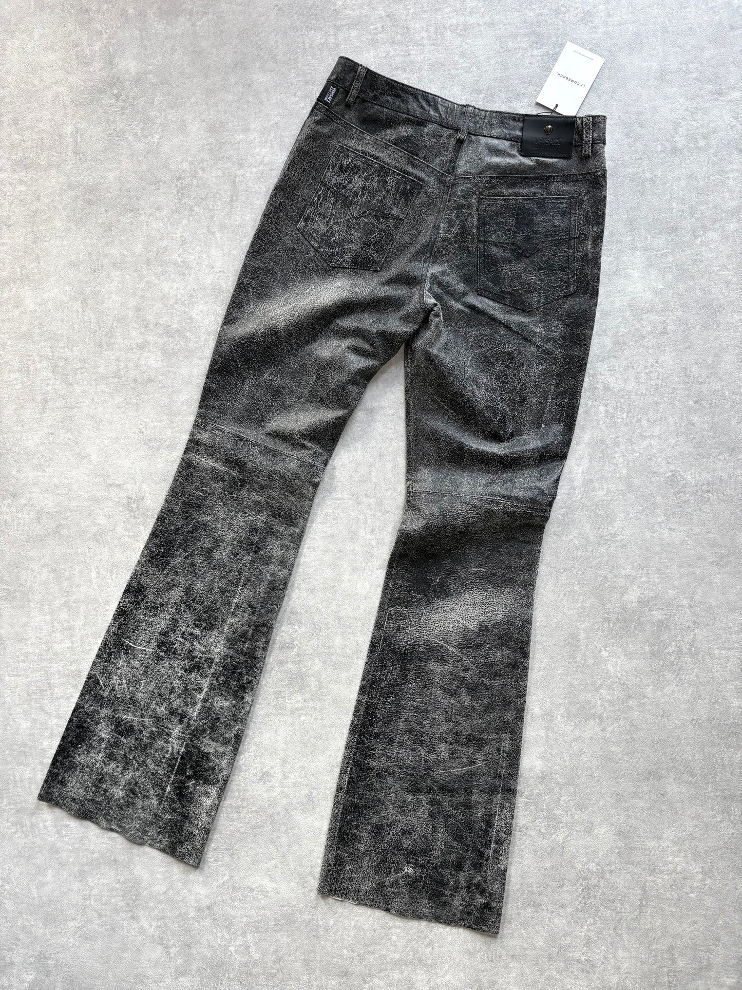 Versace Distressed Leather Trousers