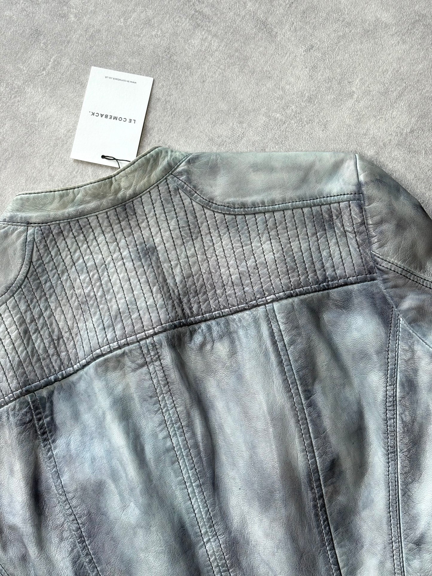Vintage Blue Grey Leather Jacket