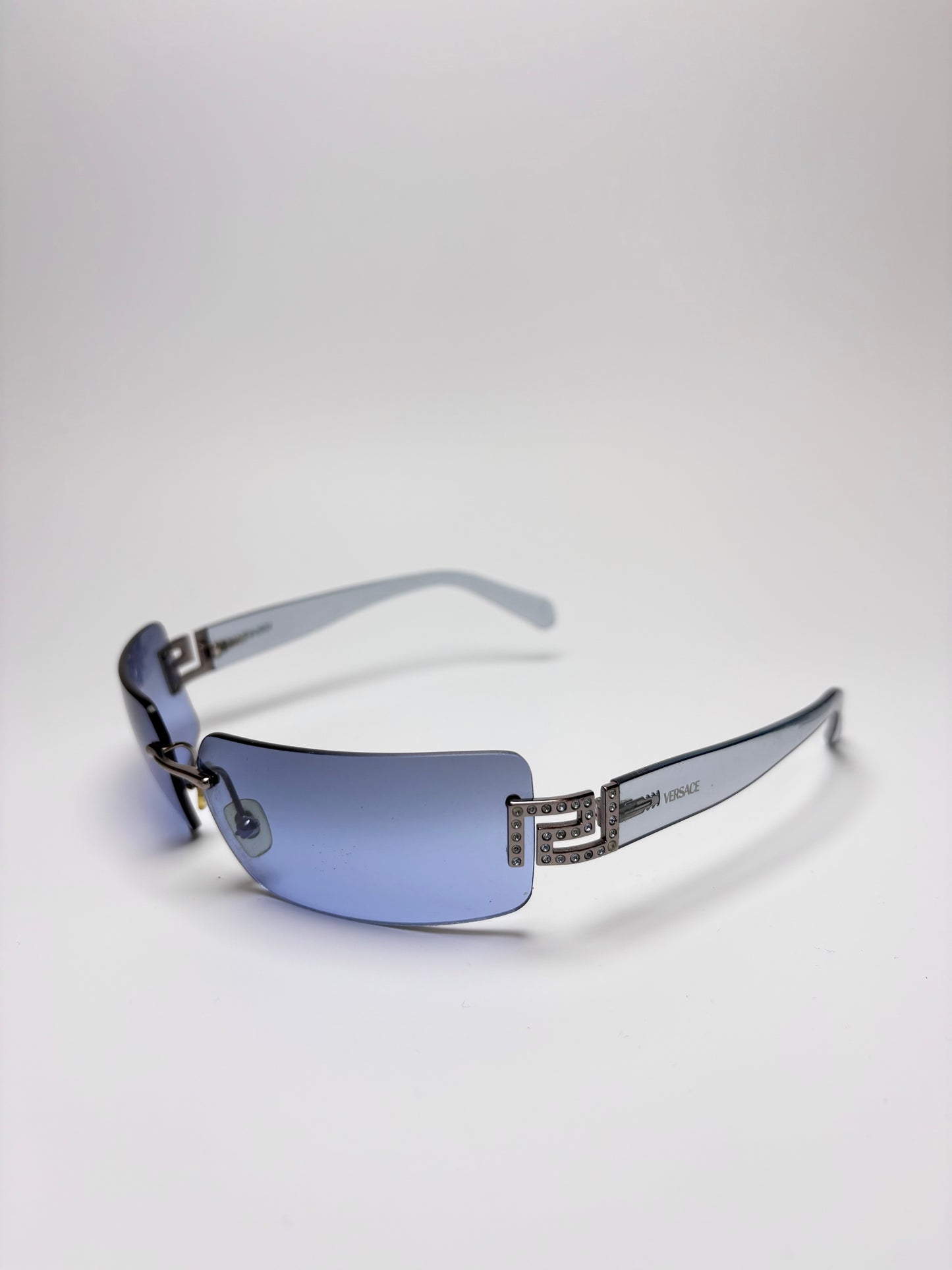 Versace Diamante Blue Rimless Sunglasses