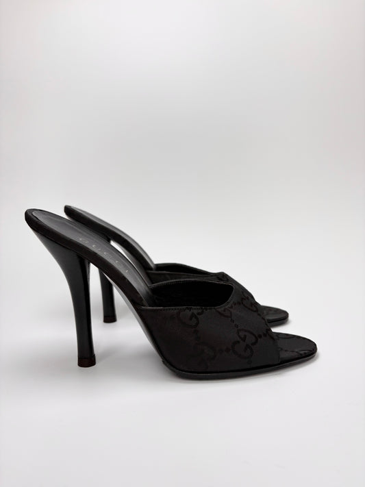 Gucci Monogram Satin Mule