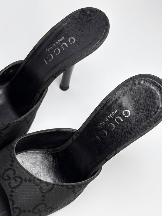 Gucci Monogram Satin Mule