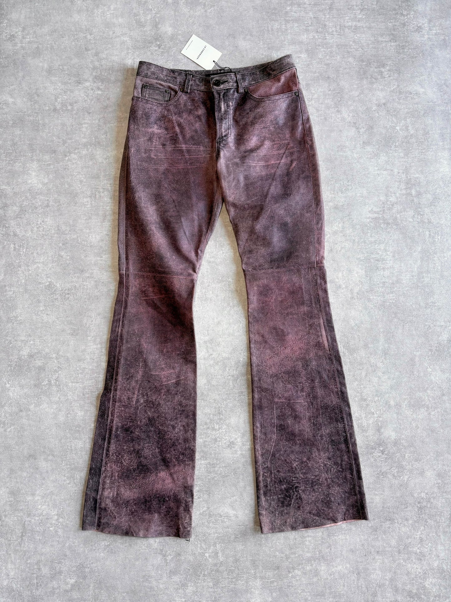 Versace Distressed Leather Trousers