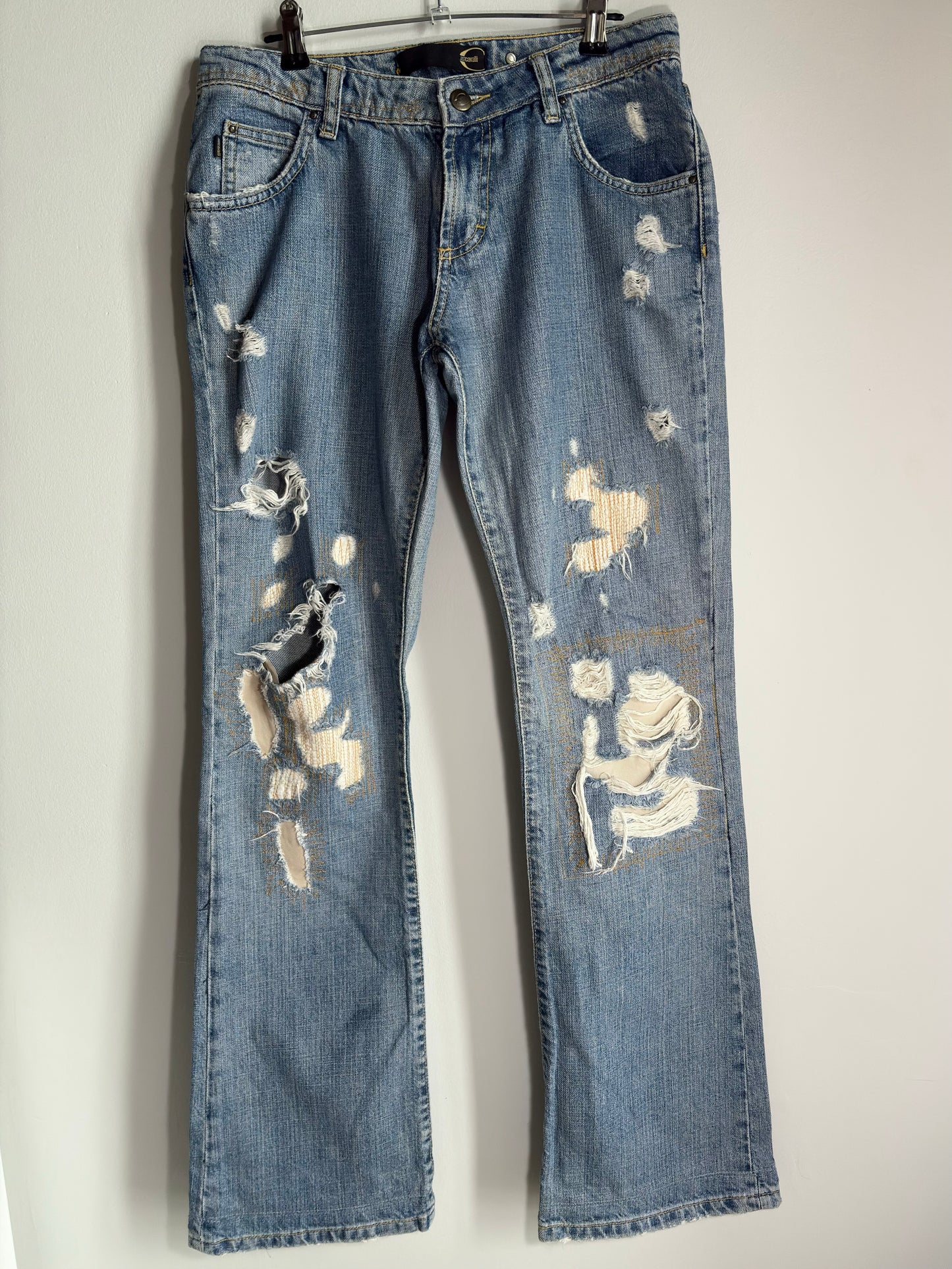 Cavalli Patch Ripped Jeans