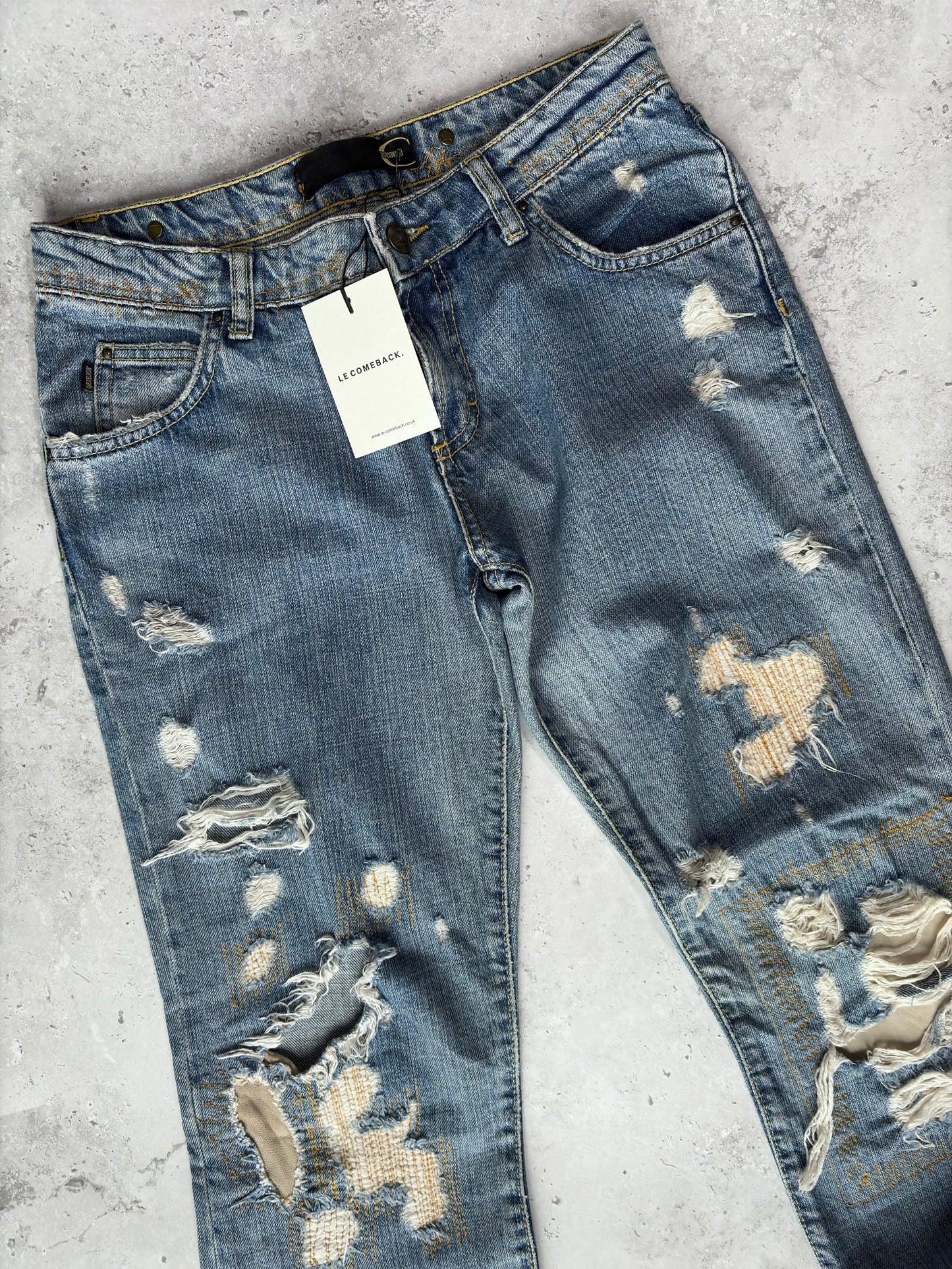 Cavalli Patch Ripped Jeans