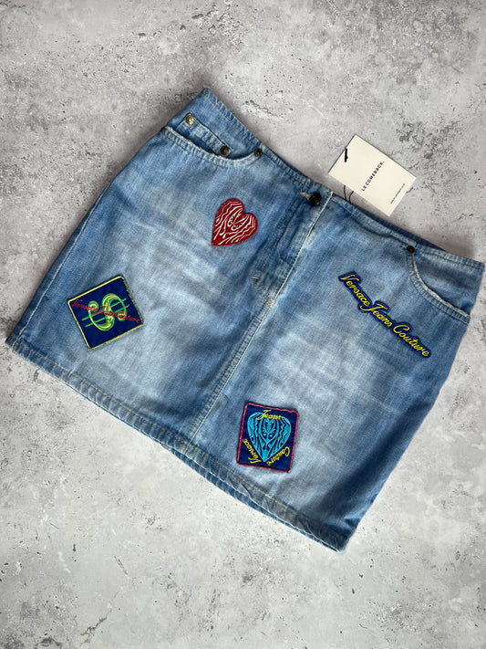 Versace Patch Denim Skirt