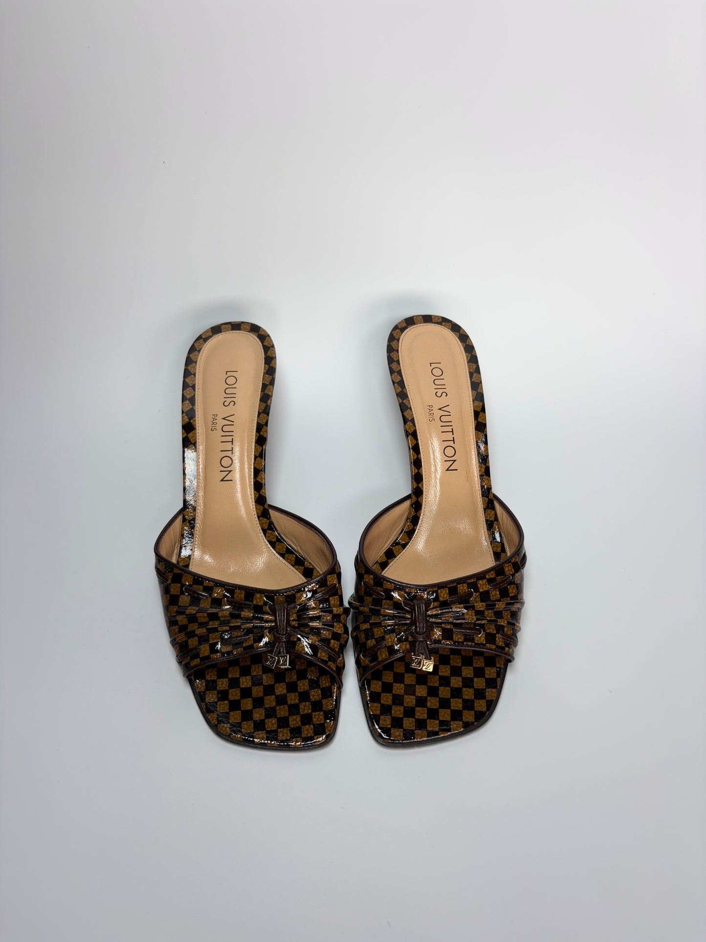 Louis Vuitton Damier Ebene Patent Mule