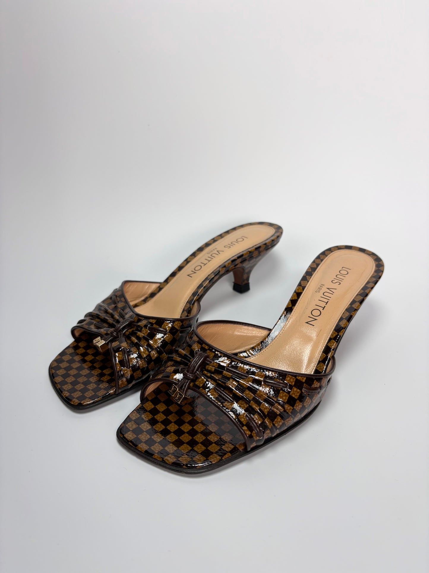 Louis Vuitton Damier Ebene Patent Mule
