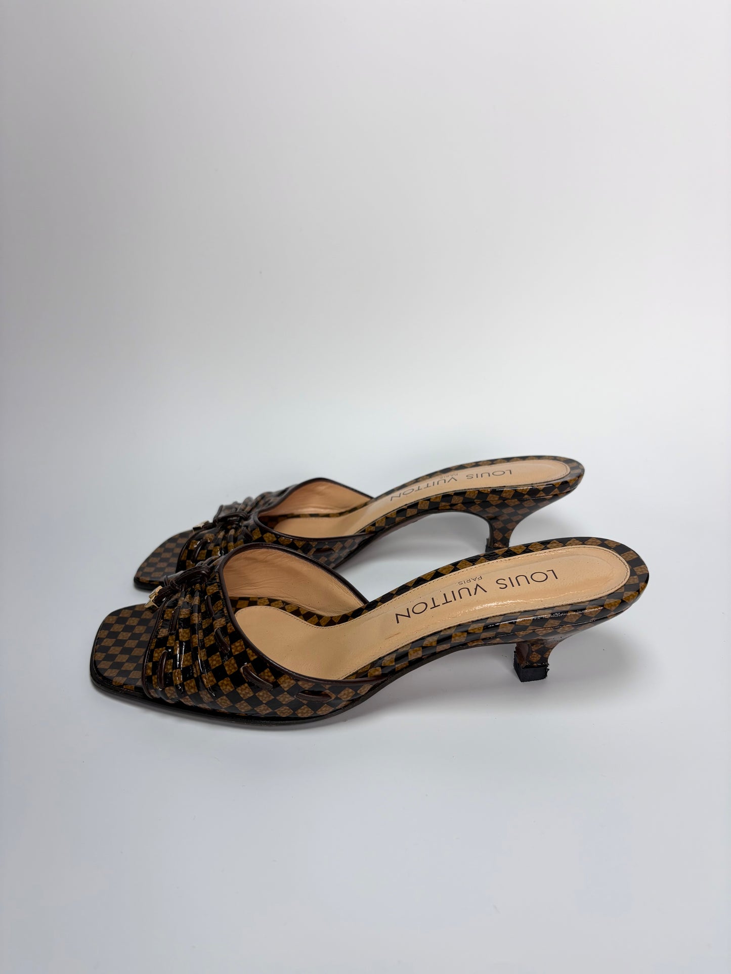 Louis Vuitton Damier Ebene Patent Mule