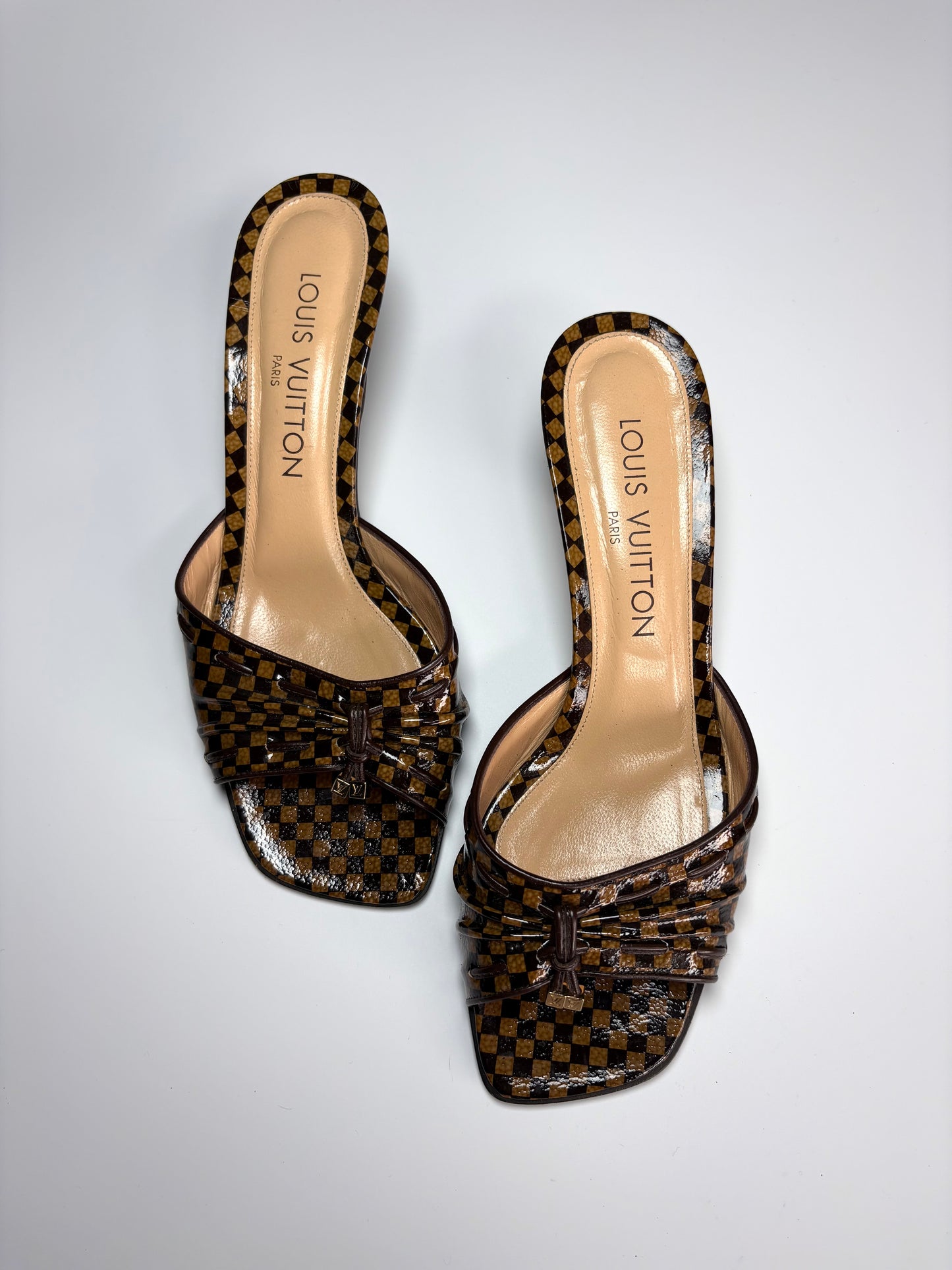 Louis Vuitton Damier Ebene Patent Mule