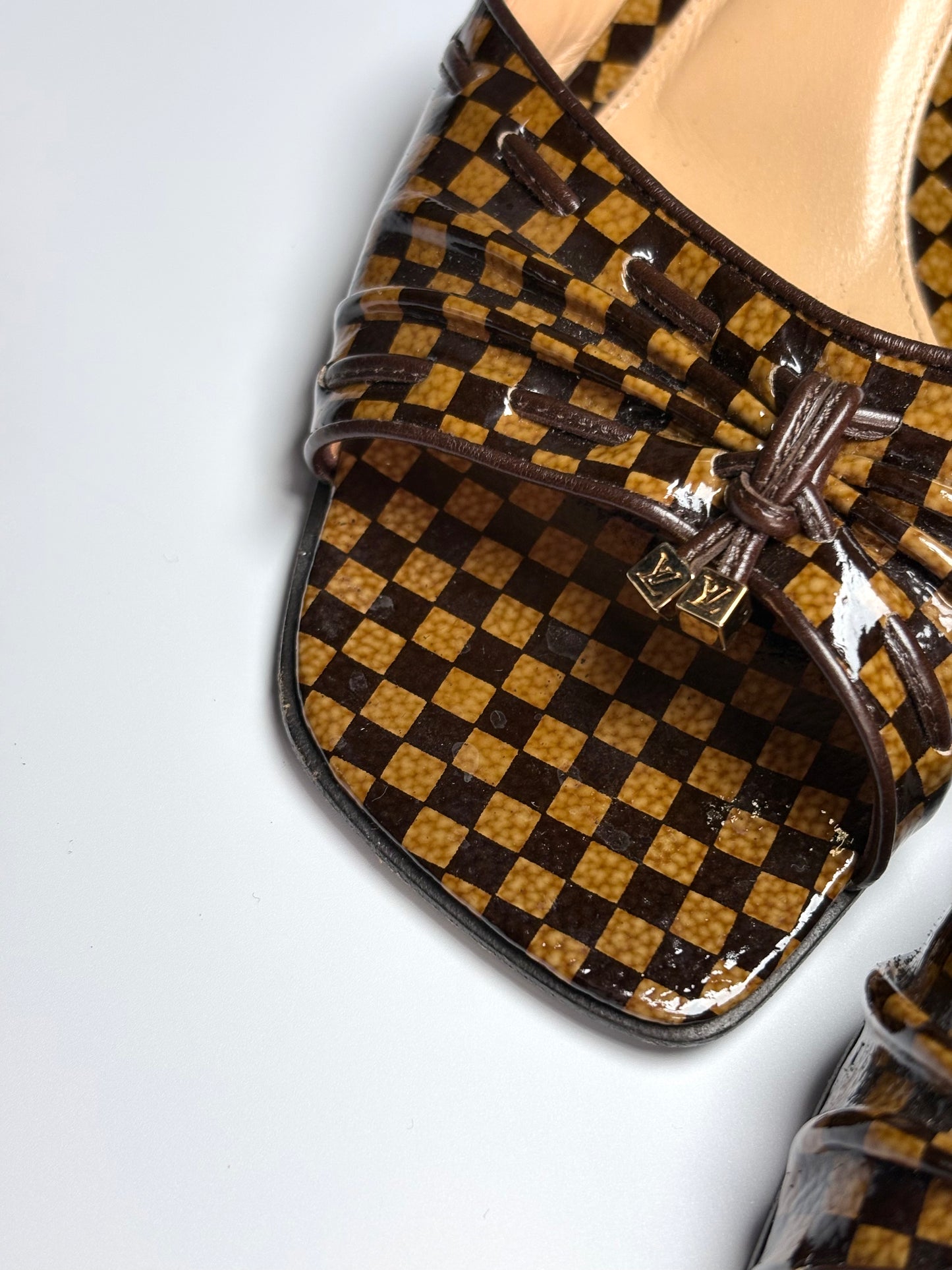 Louis Vuitton Damier Ebene Patent Mule