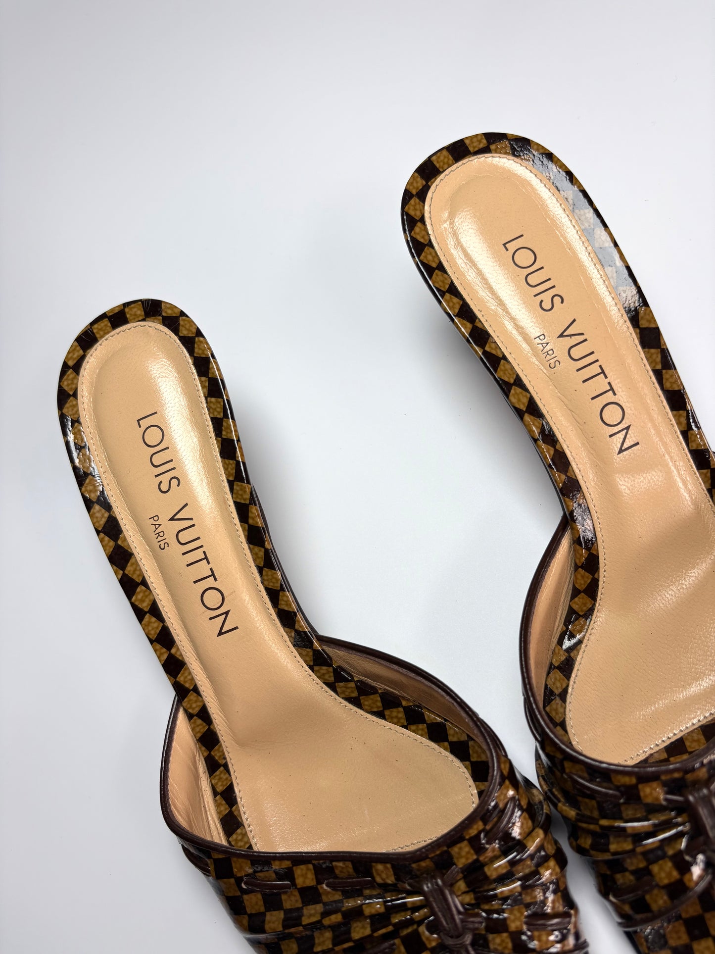 Louis Vuitton Damier Ebene Patent Mule