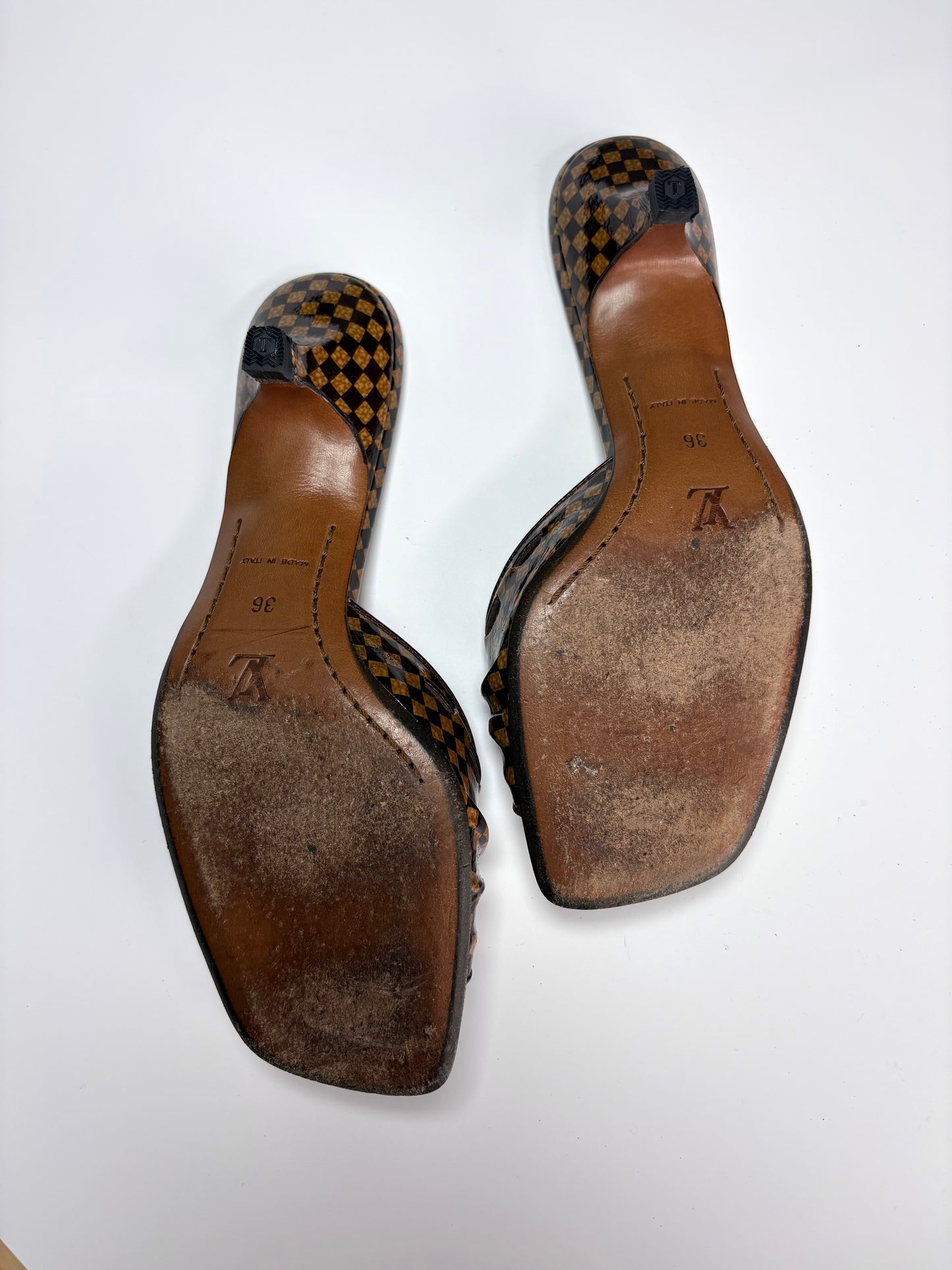 Louis Vuitton Damier Ebene Patent Mule
