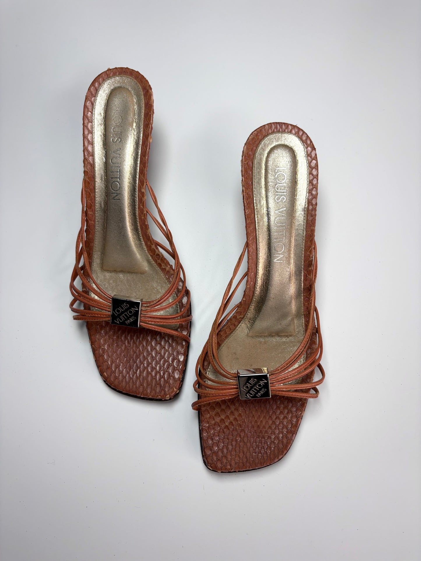 Louis Vuitton Tan Python Mule
