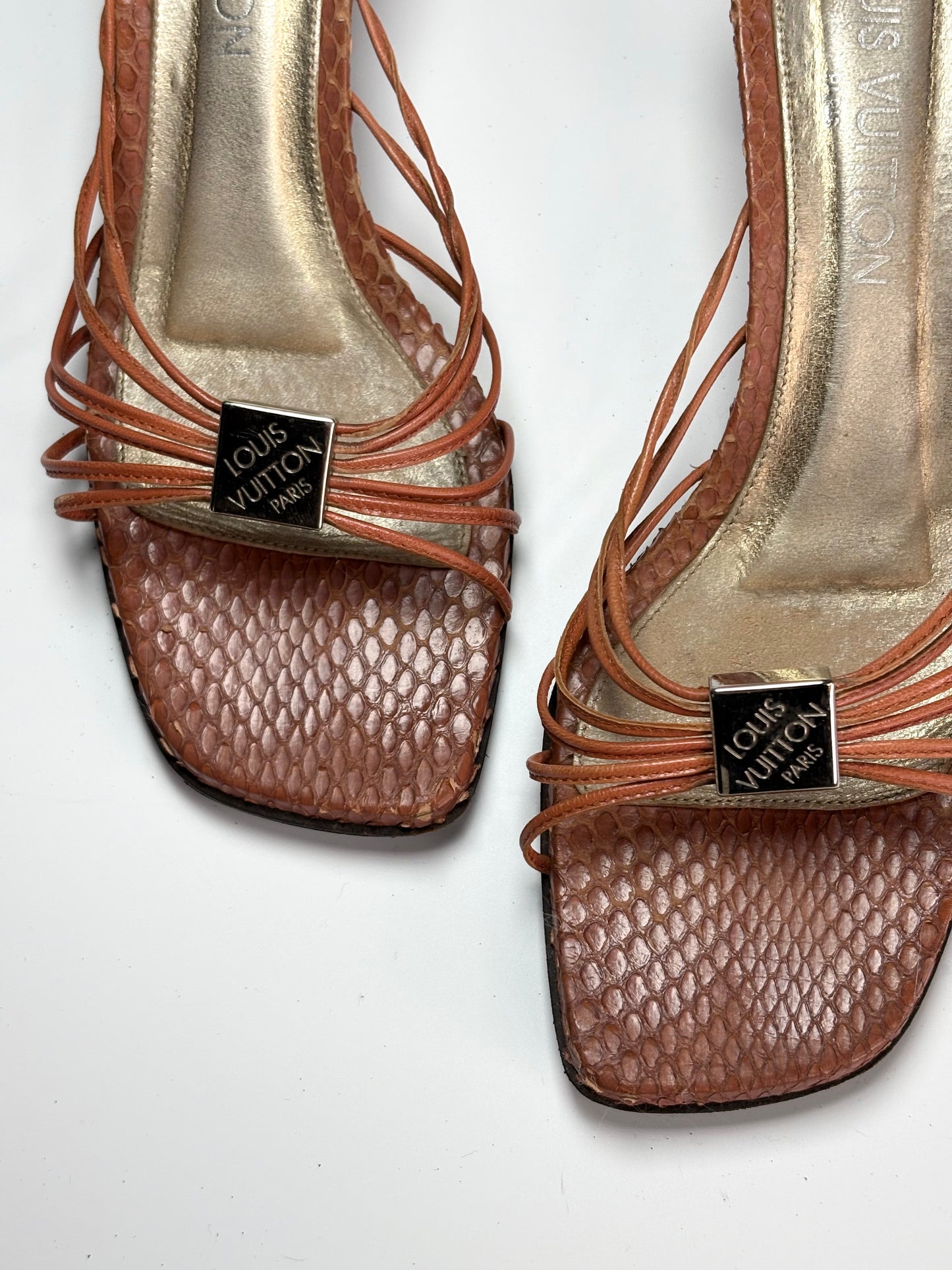 Louis Vuitton Tan Python Mule