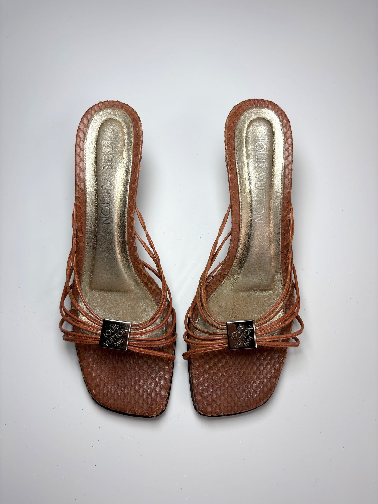 Louis Vuitton Tan Python Mule