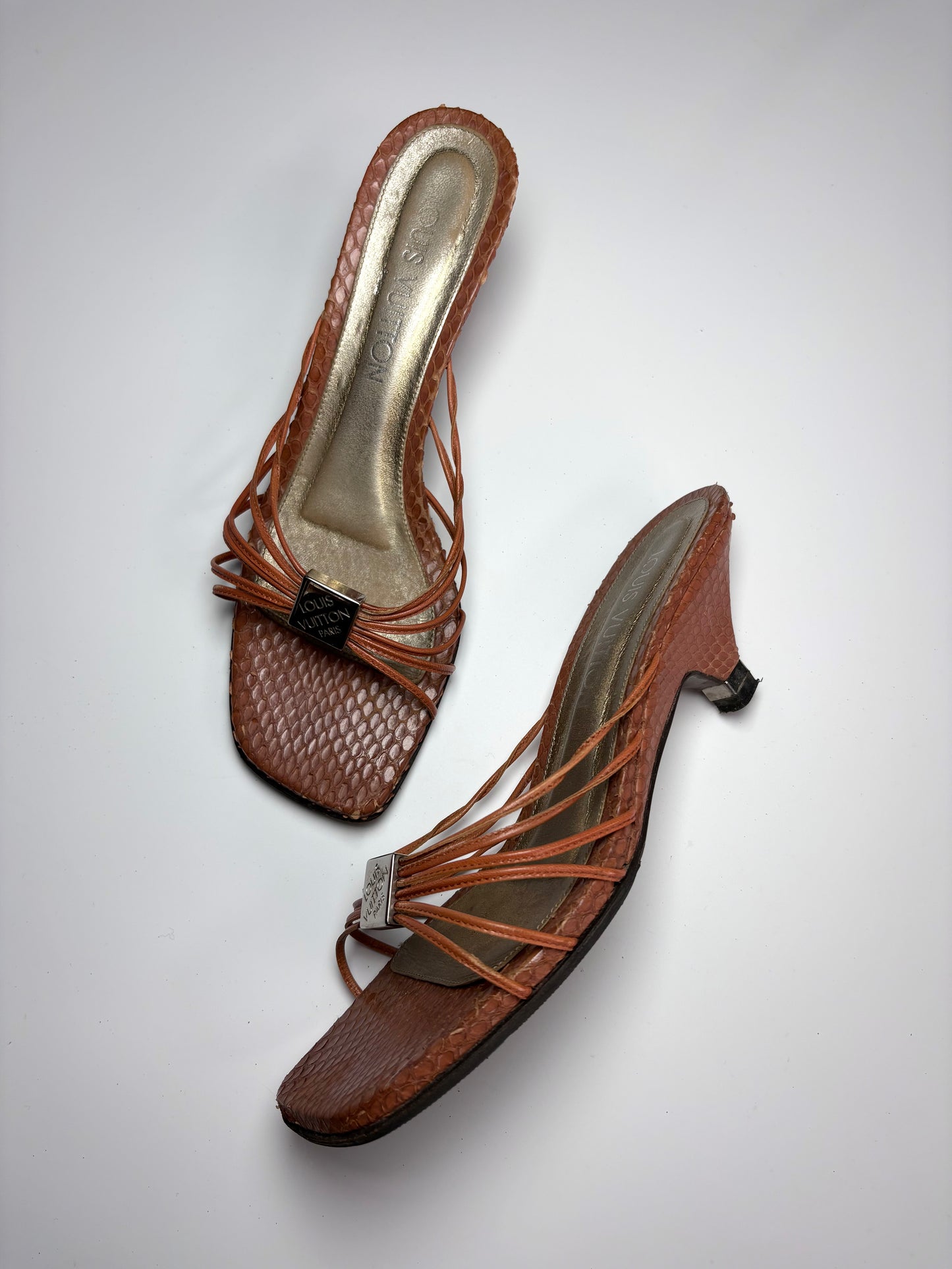 Louis Vuitton Tan Python Mule