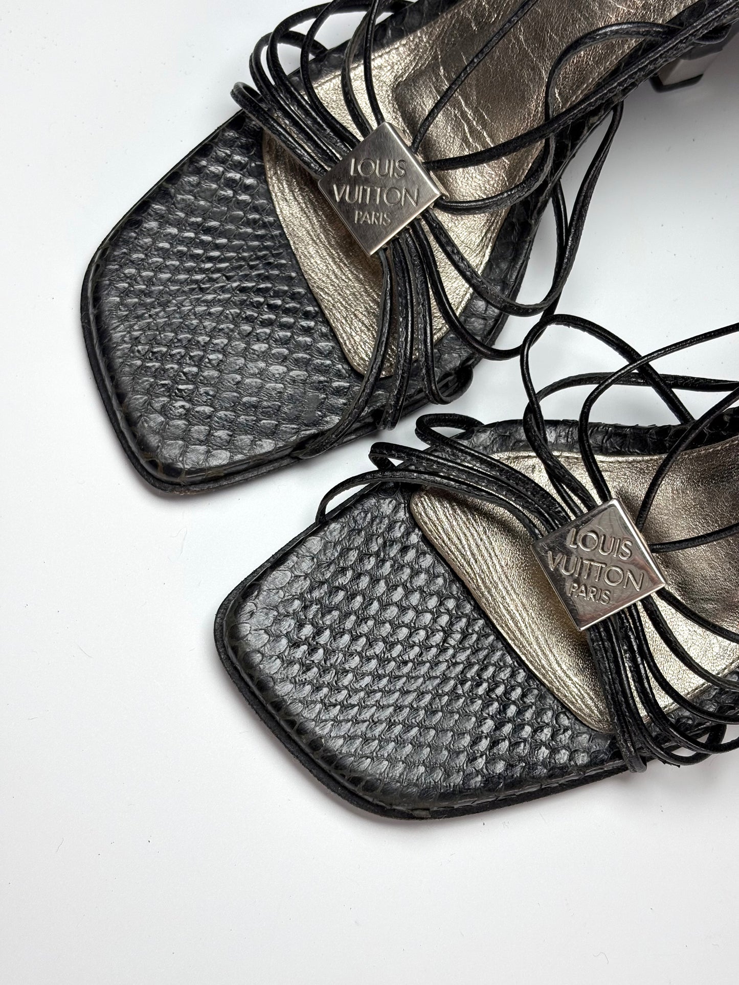 Louis Vuitton Black Python Wedge