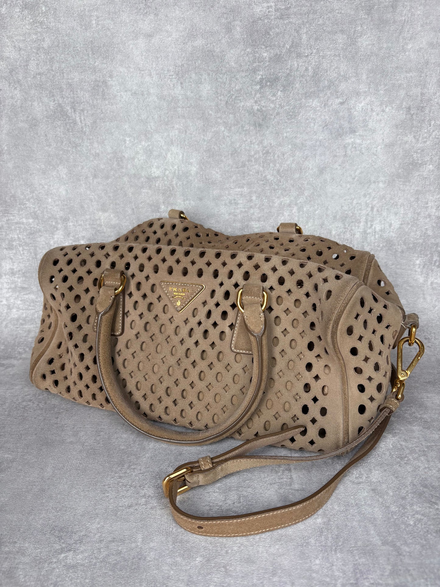 Prada Perforated Suede Bag