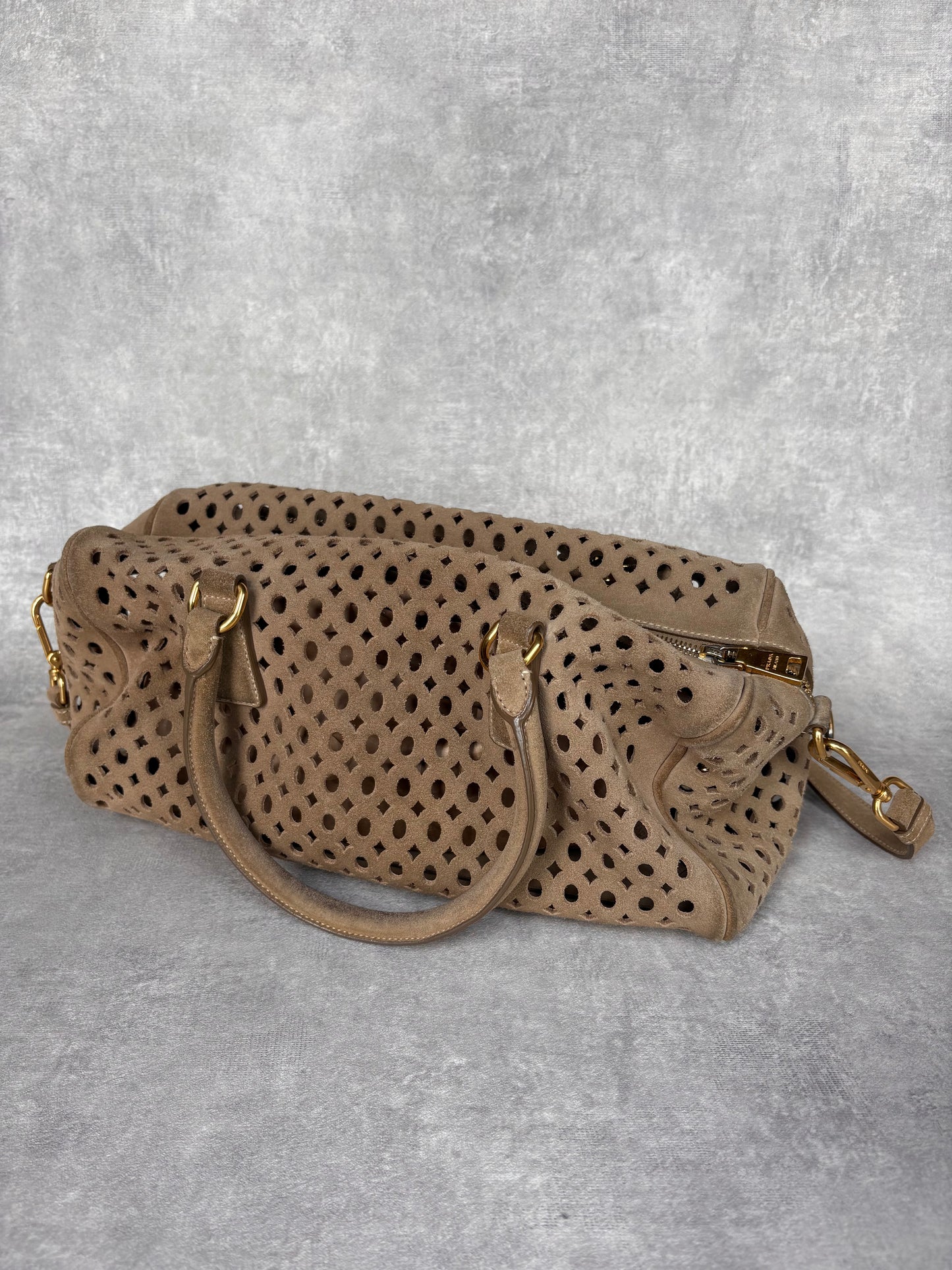 Prada Perforated Suede Bag