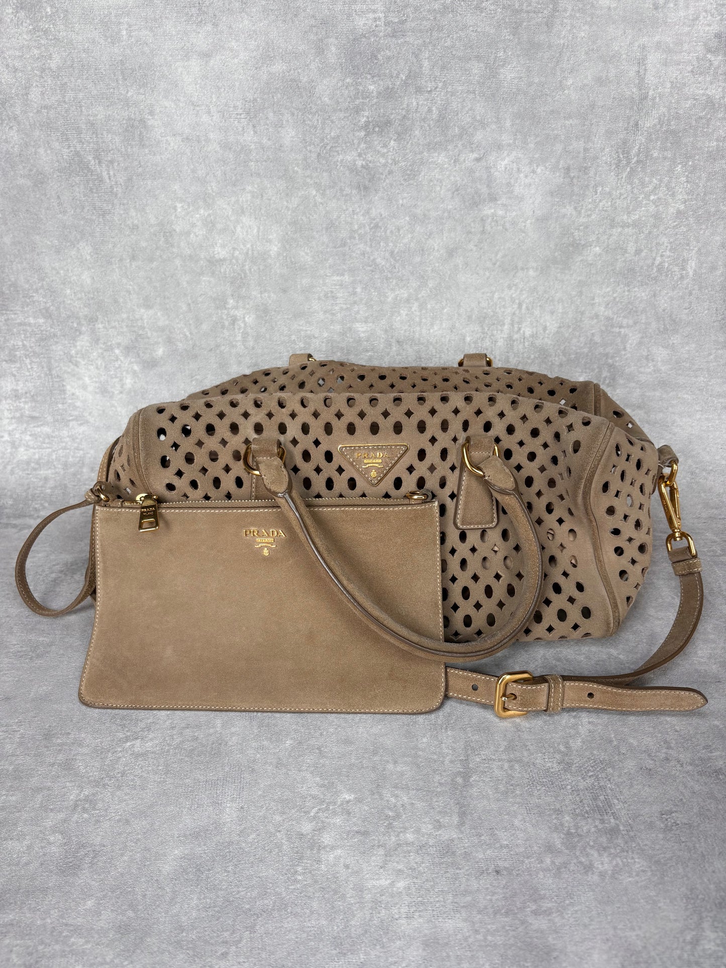 Prada Perforated Suede Bag