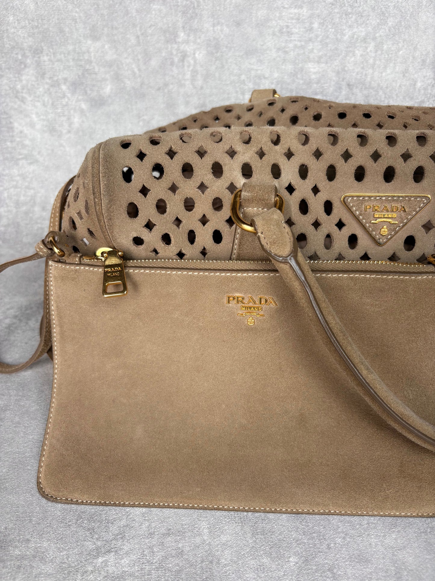Prada Perforated Suede Bag