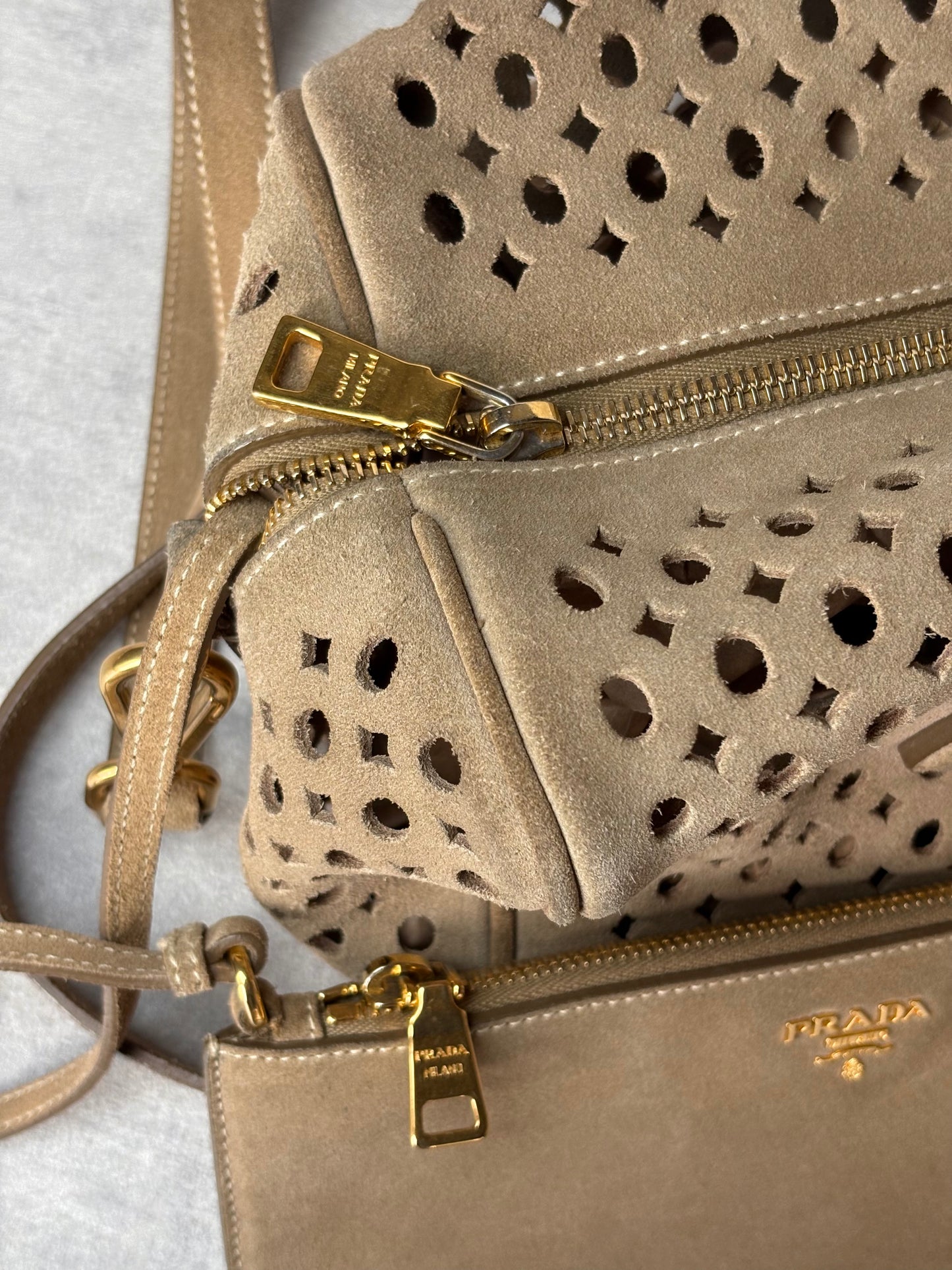 Prada Perforated Suede Bag