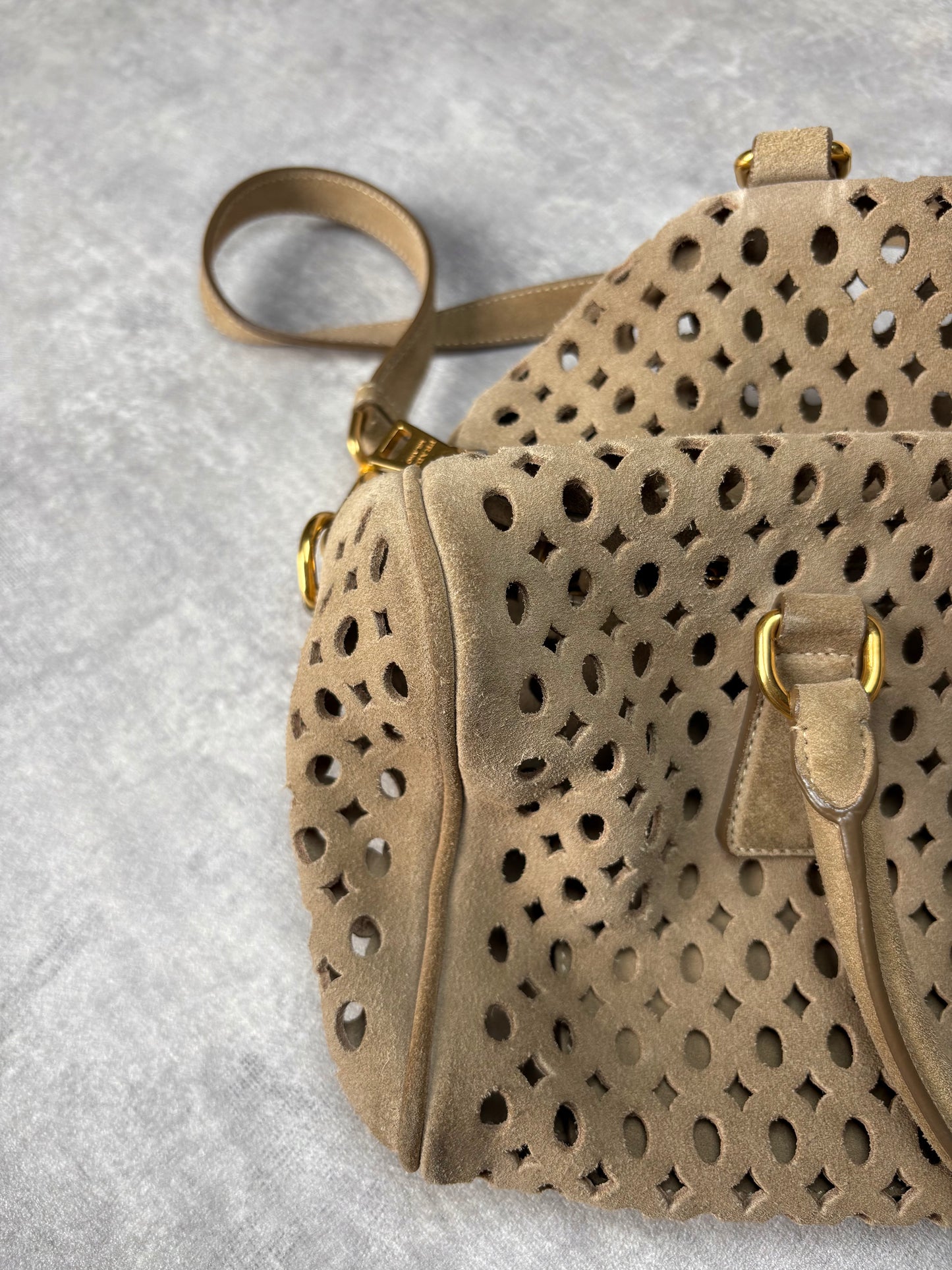 Prada Perforated Suede Bag
