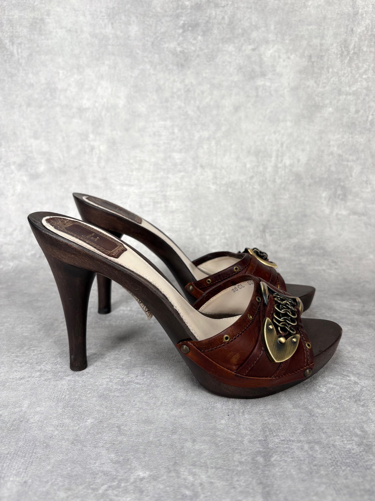 Dior Brown Chain Mules