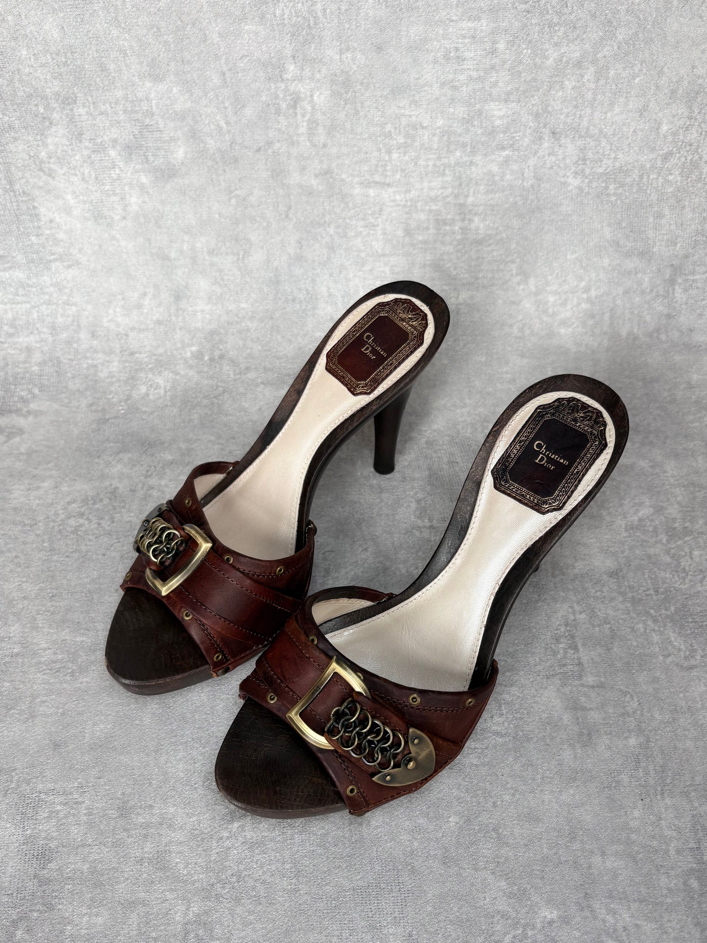 Dior Brown Chain Mules