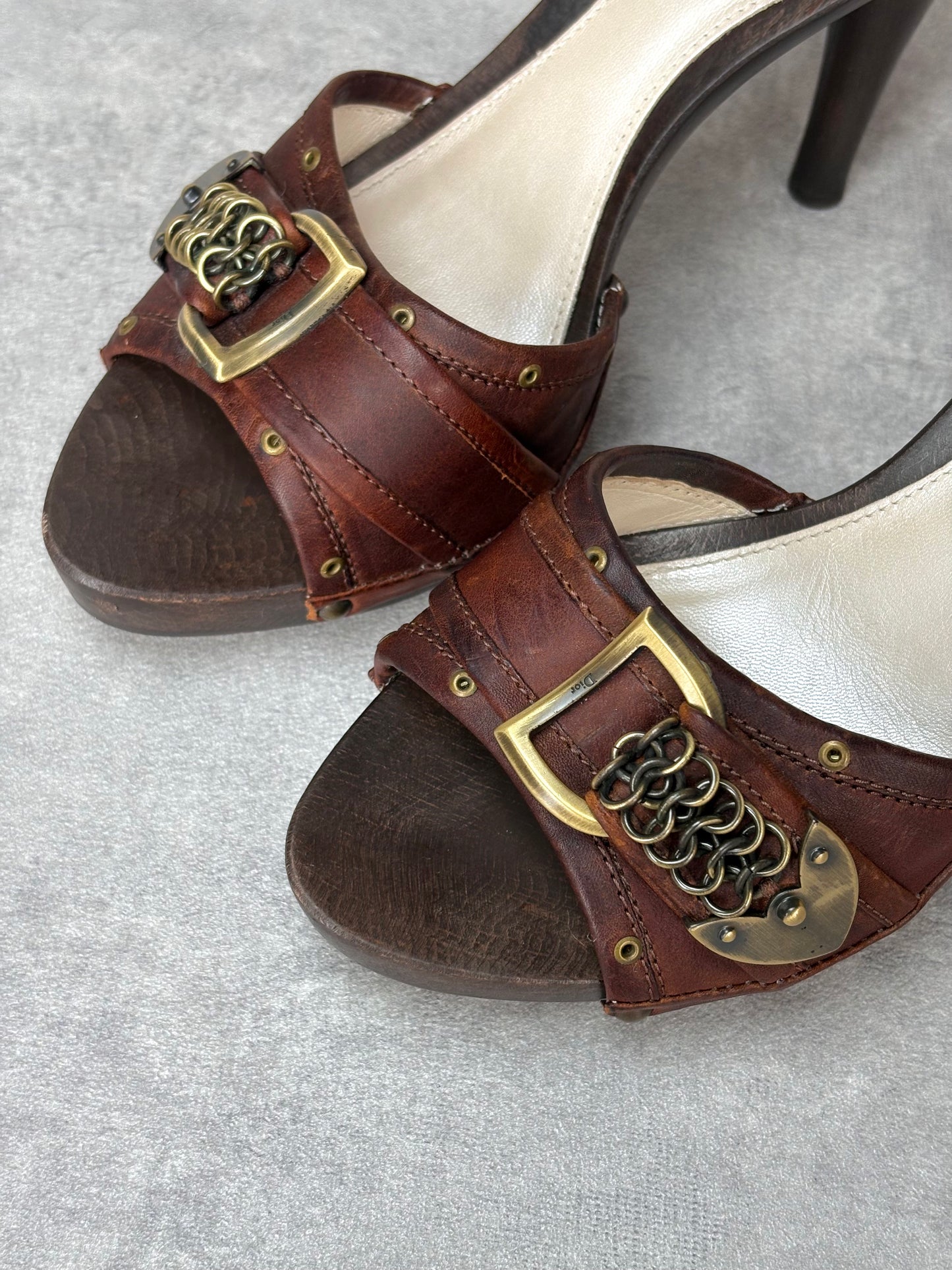 Dior Brown Chain Mules