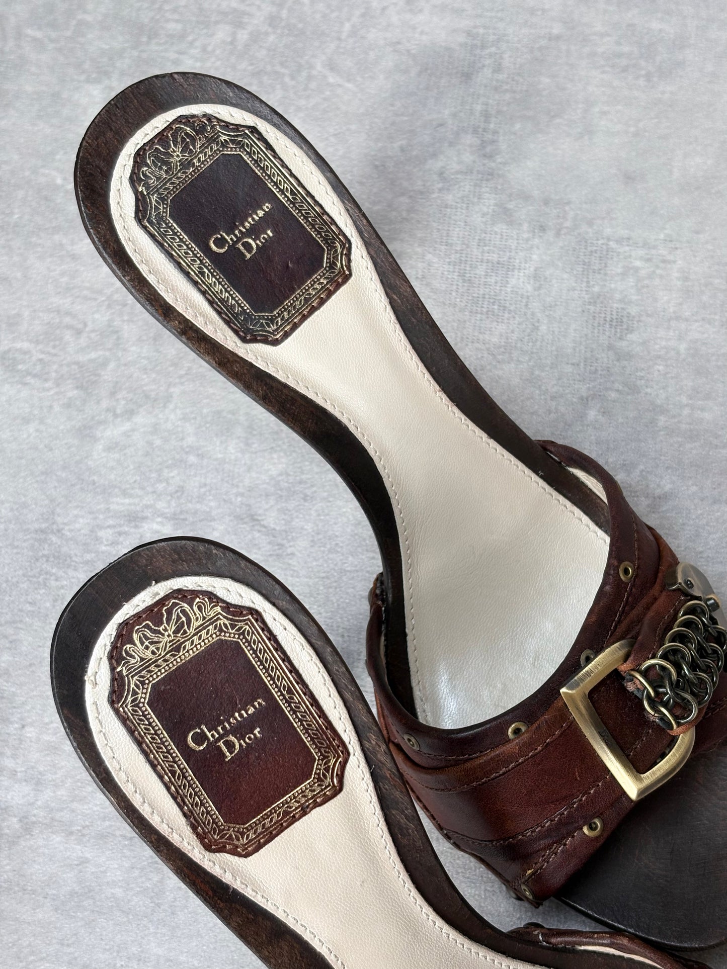 Dior Brown Chain Mules