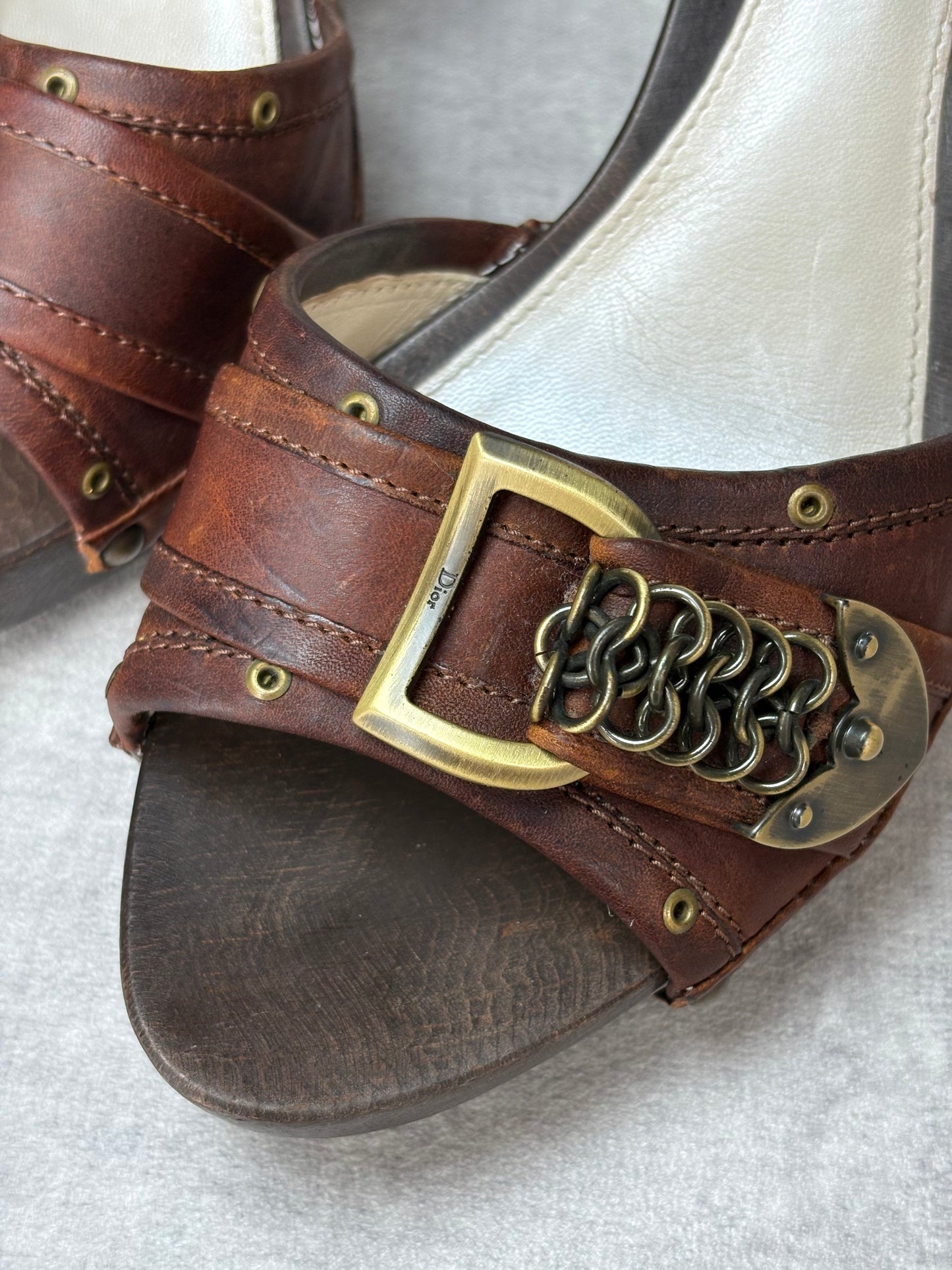 Dior Brown Chain Mules