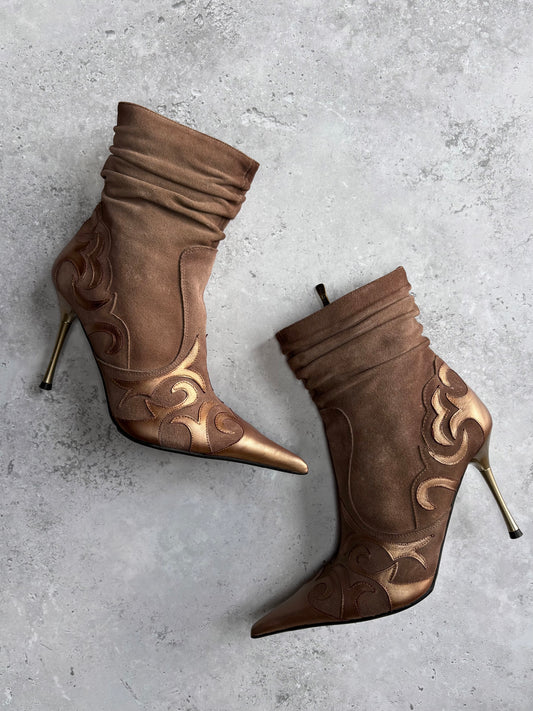 El Dantes Bronze Western Ankle Boots