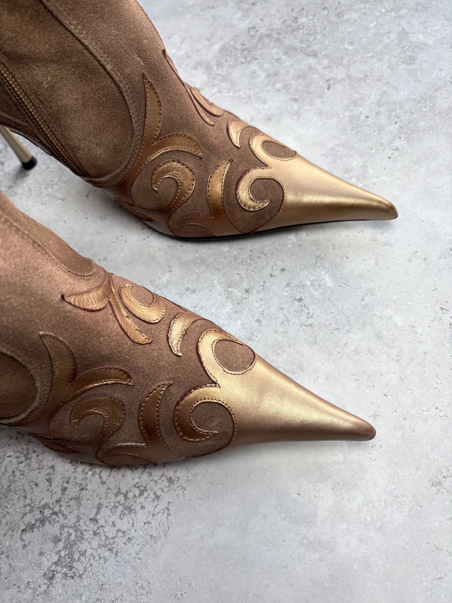 El Dantes Bronze Western Ankle Boots