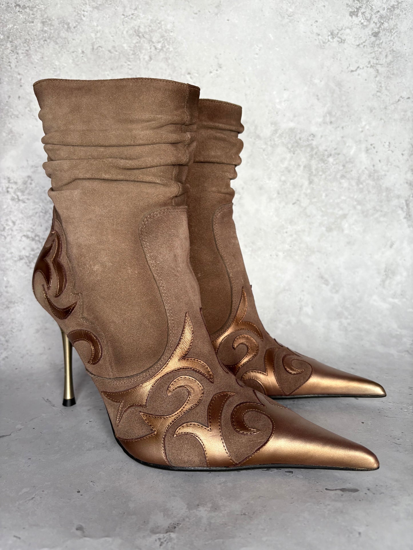 El Dantes Bronze Western Ankle Boots