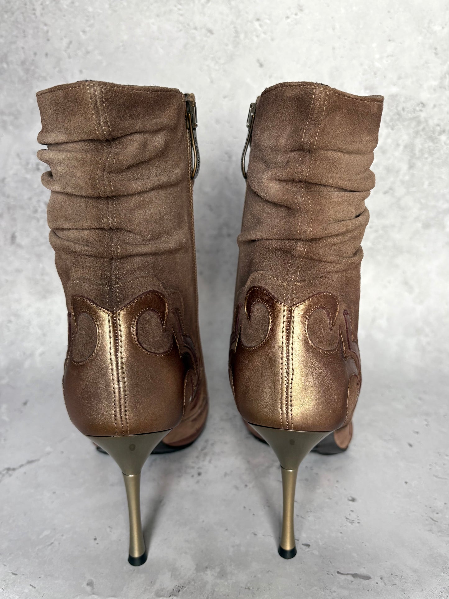 El Dantes Bronze Western Ankle Boots