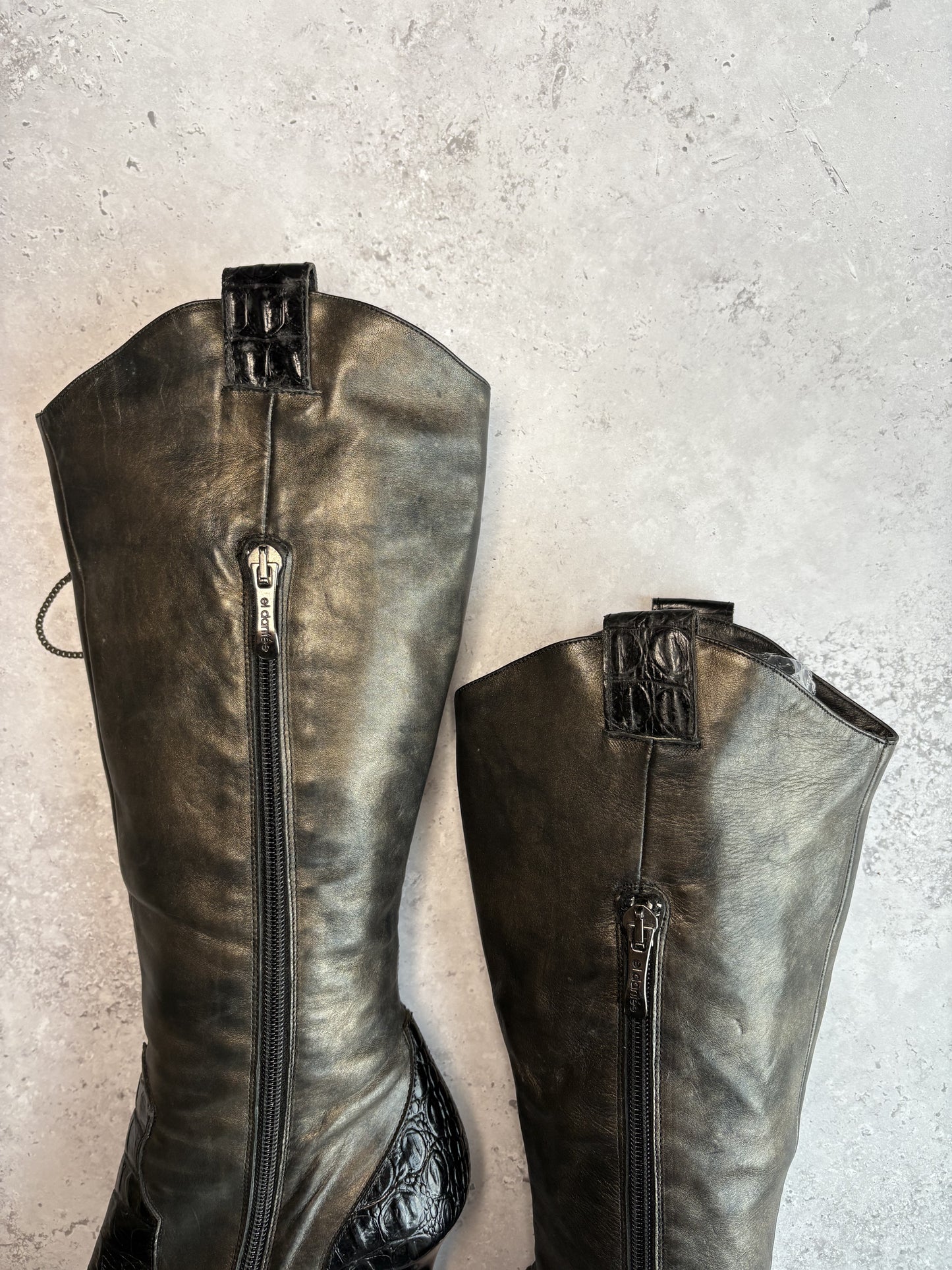 El Dantes Metallic Knee Boots