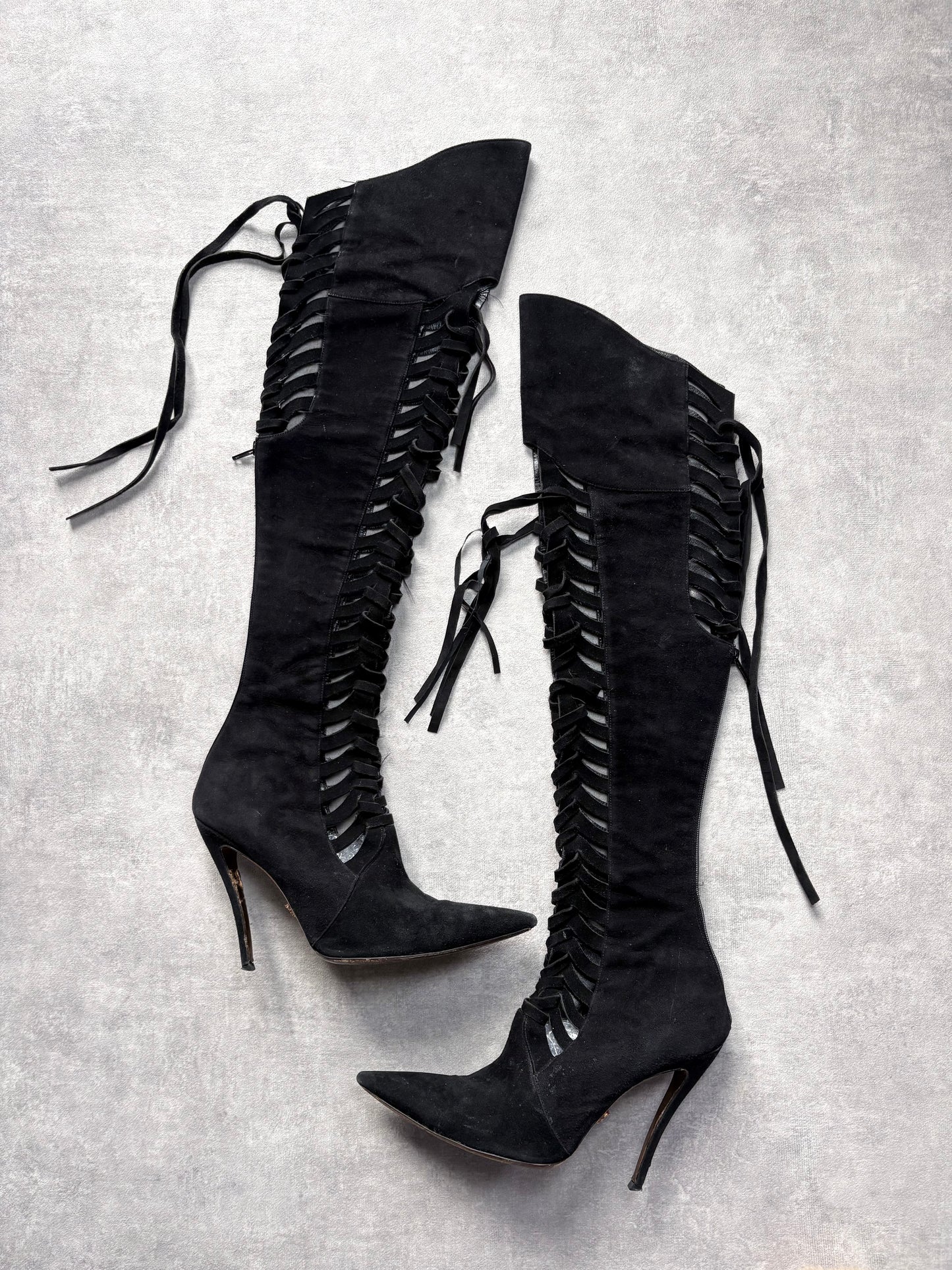 Versace Runway Lace Up Boots