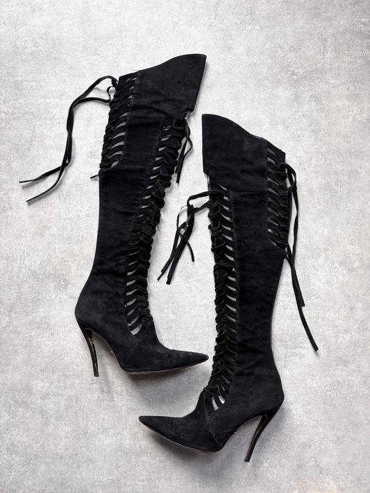 Versace Runway Lace Up Boots