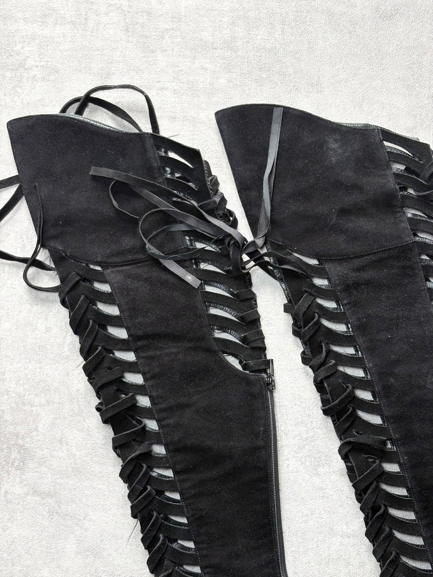 Versace Runway Lace Up Boots