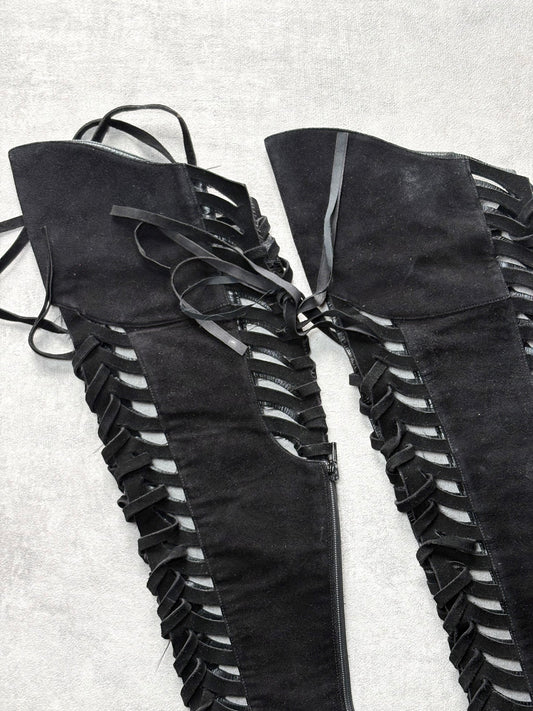 Versace Runway Lace Up Boots