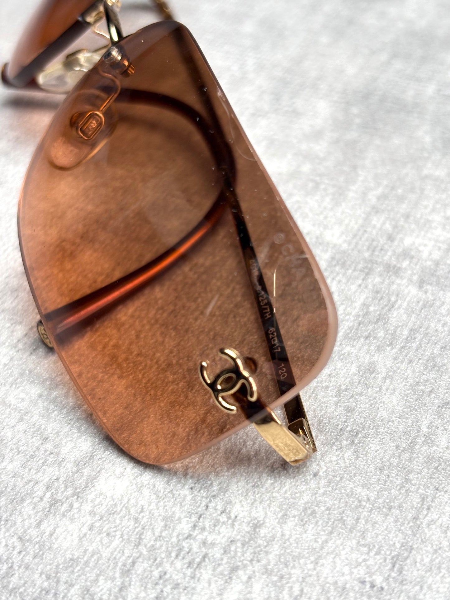 Chanel Brown Rimless Sunglasses
