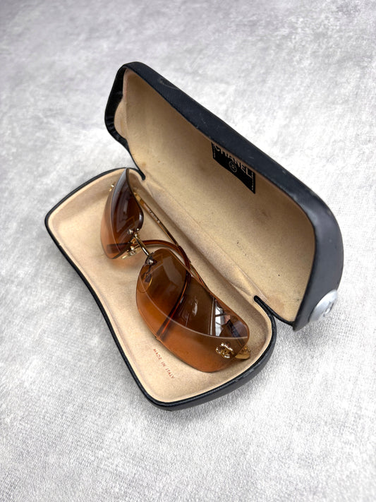Chanel Brown Rimless Sunglasses