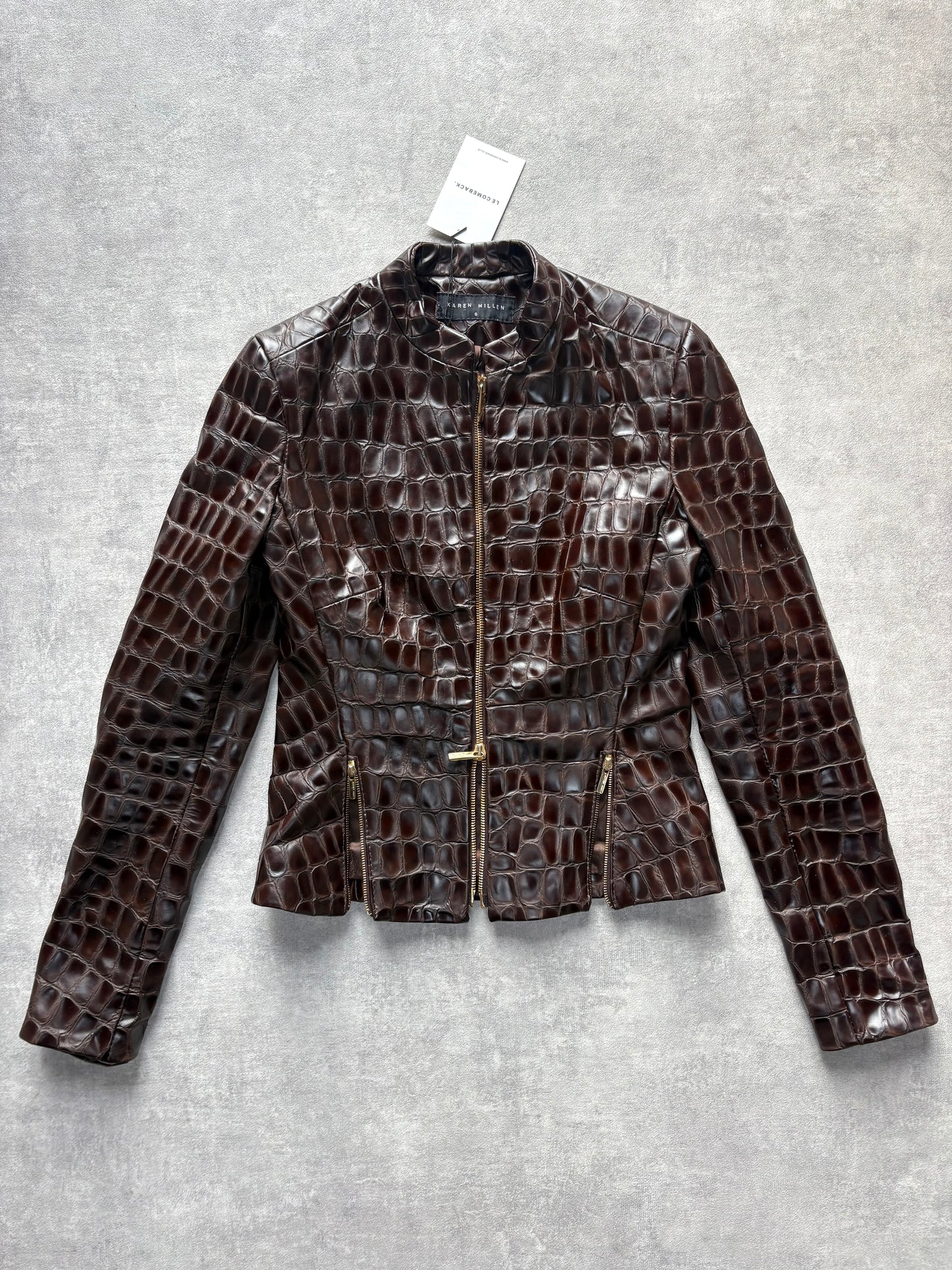 Chocolate Leather Croc Jacket