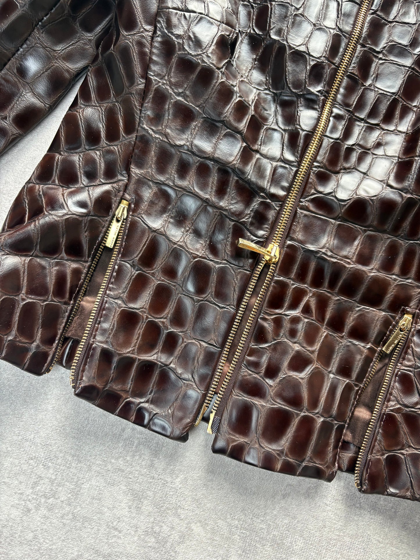Chocolate Leather Croc Jacket